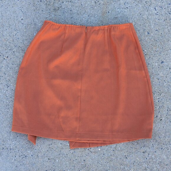 NWT Byinns Brown Stretch Mini Skirt L Dark Academia Preppy High Waisted - Picture 2 of 9